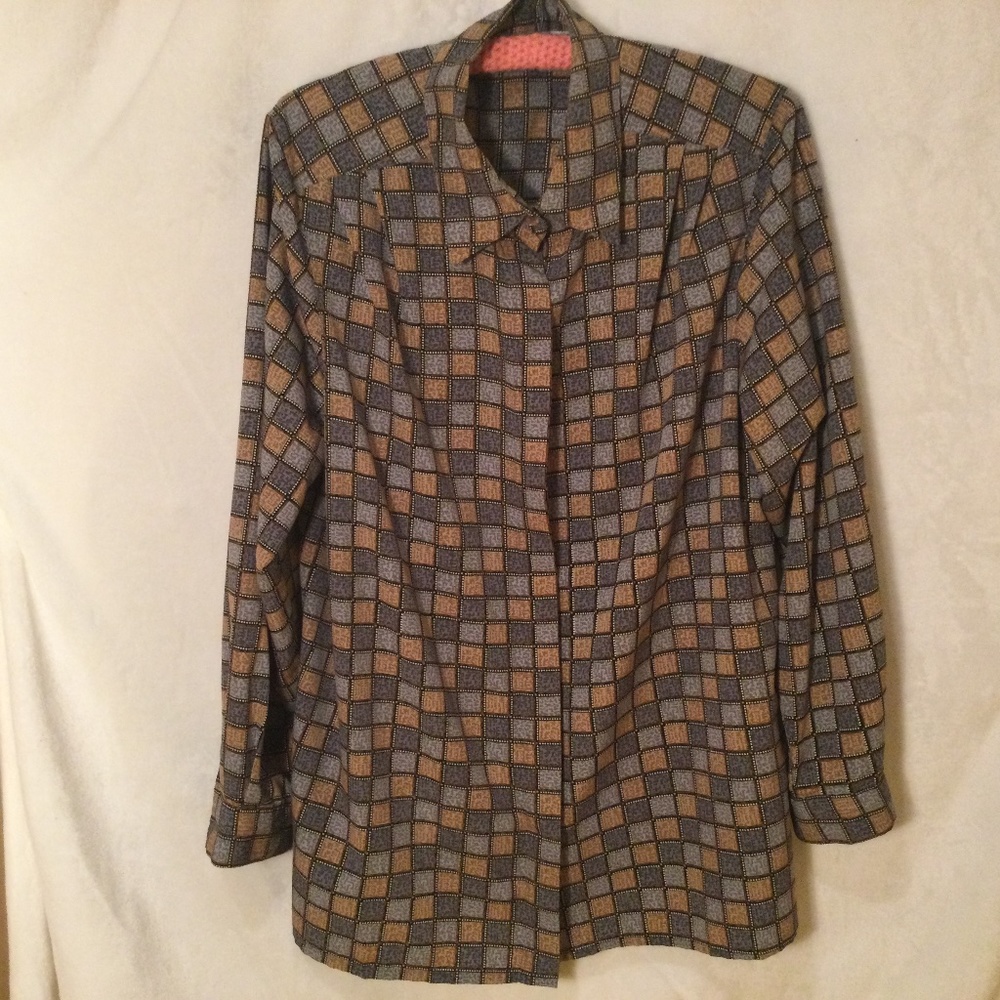 Alfred Dunner Women’s Checked  Multicolored Blouse